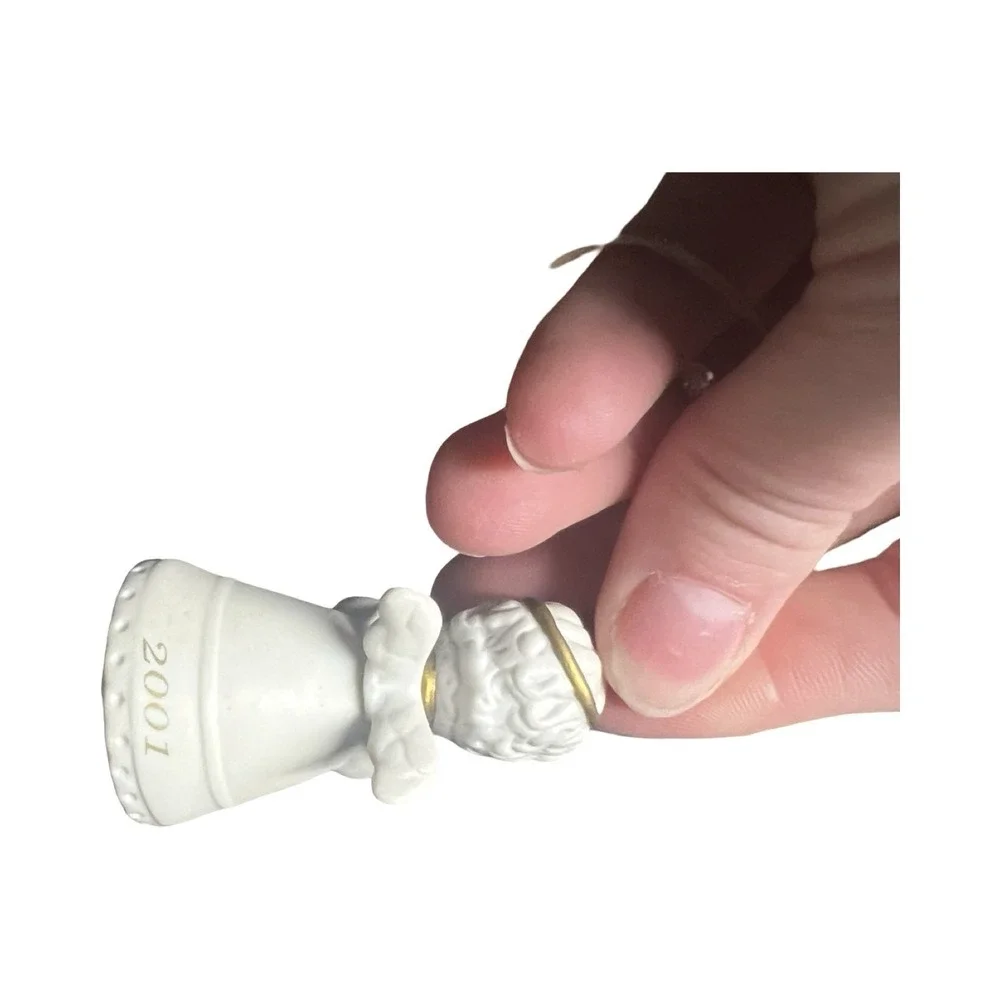 Hallmark Keepsake 2001 Godchild‎ Porcelain Bell Angel Ornament QX8452 White Gold